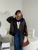 کت چرم قهوه ای