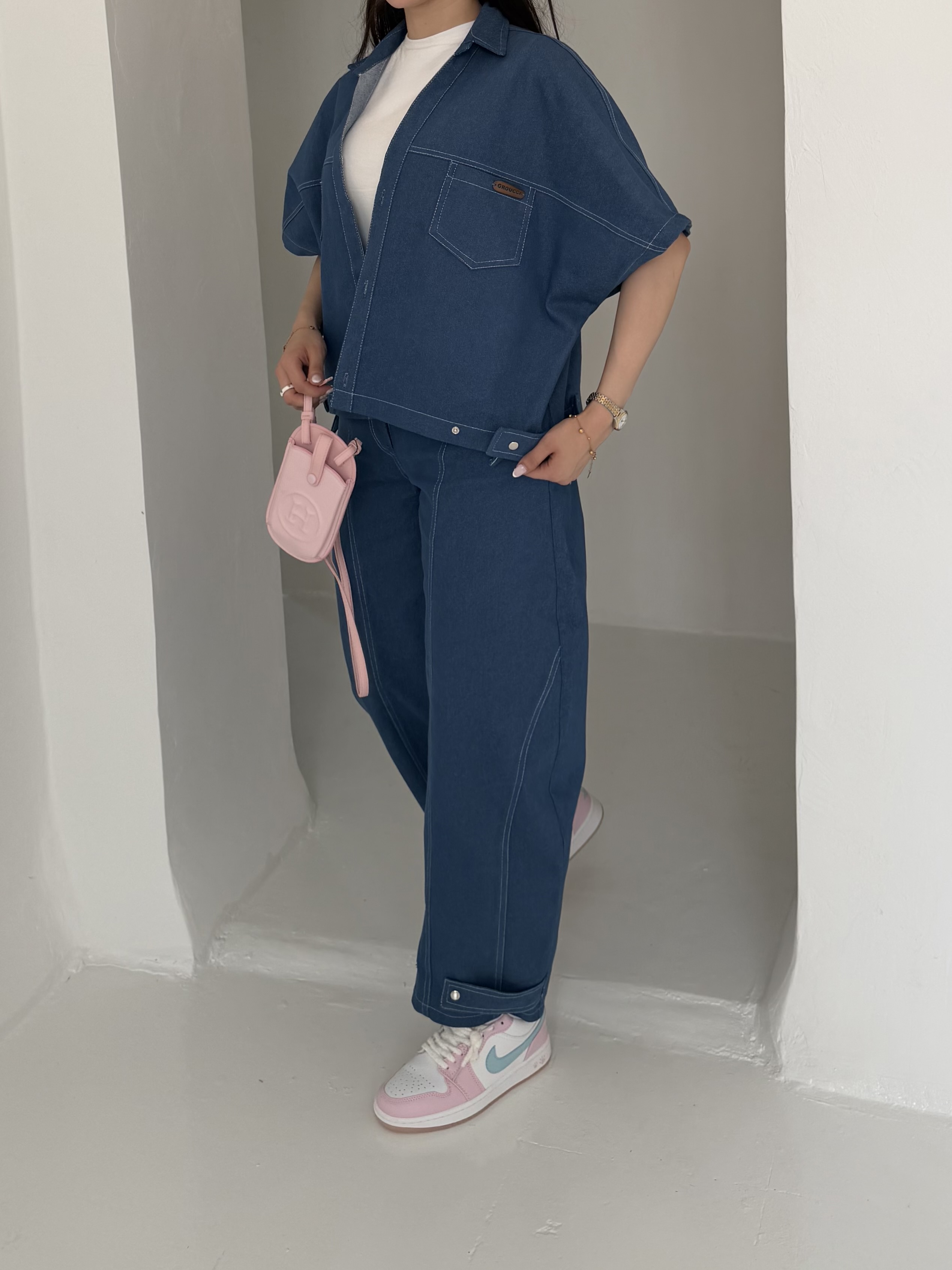 وست و شلوار denim جین آبی