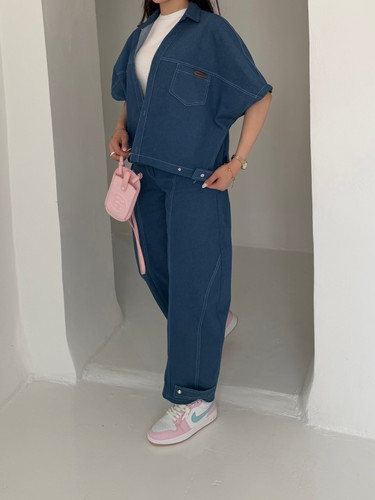 وست و شلوار denim جین آبی