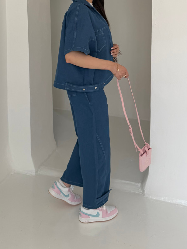 وست و شلوار denim جین آبی
