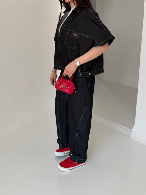 وست و شلوار denim جین ذغالی