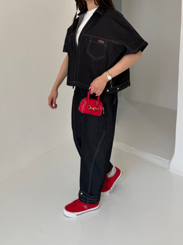 وست و شلوار denim جین ذغالی