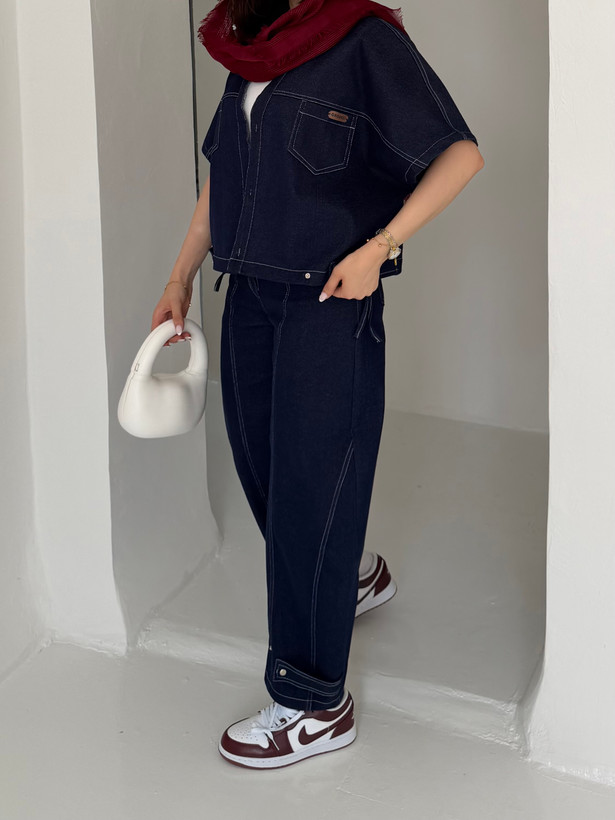 وست و شلوار denim جین سورمه ای
