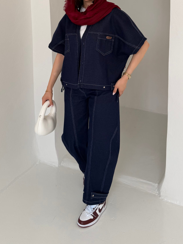 وست و شلوار denim جین سورمه ای