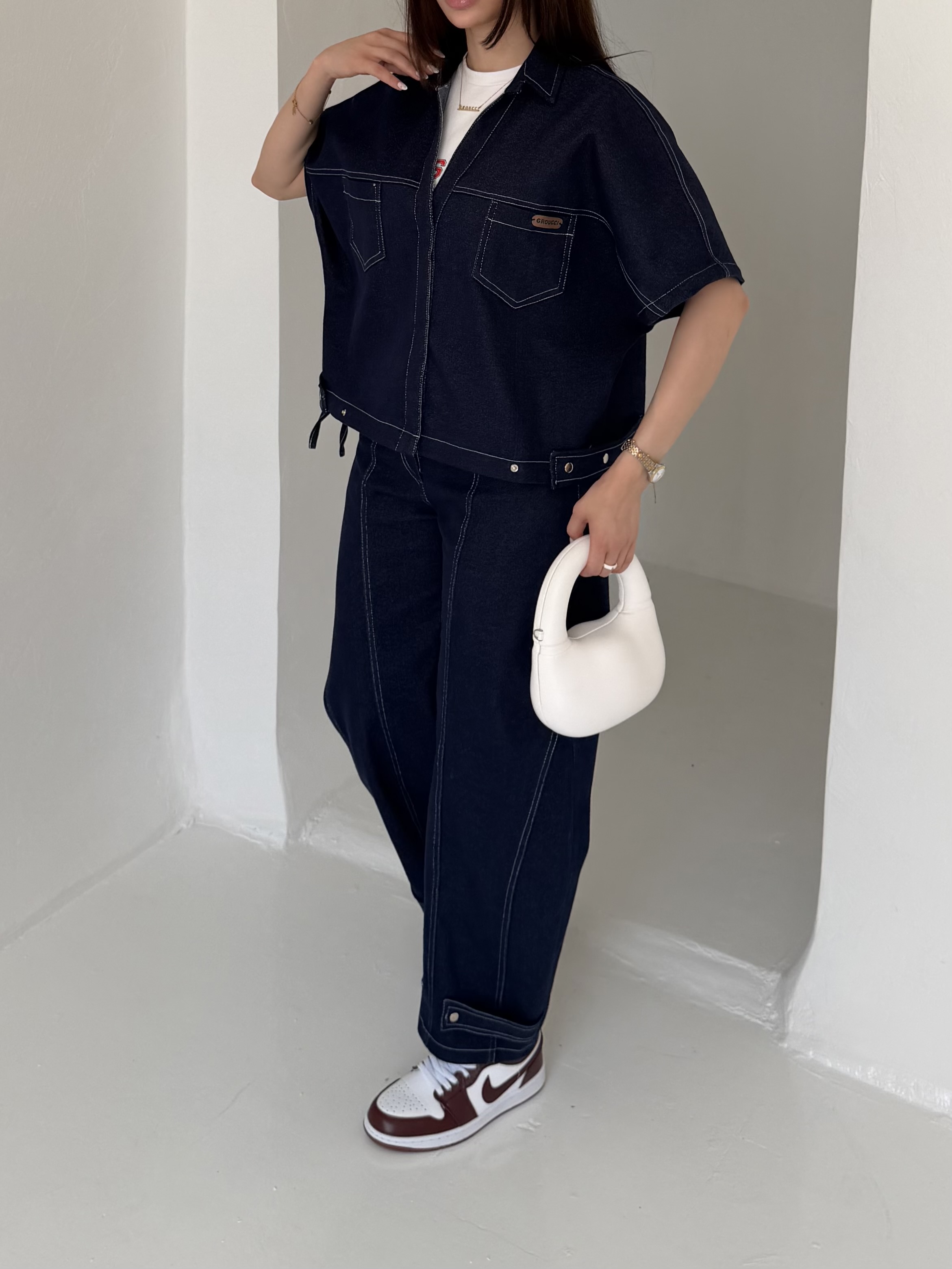 وست و شلوار denim جین سورمه ای