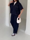 وست و شلوار denim جین سورمه ای