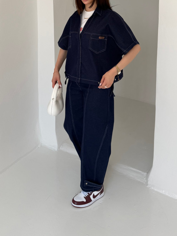 وست و شلوار denim جین سورمه ای