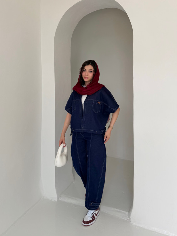 وست و شلوار denim جین سورمه ای