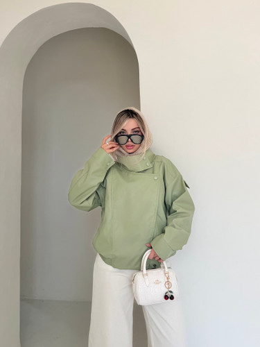 کت چرم jini سبز
